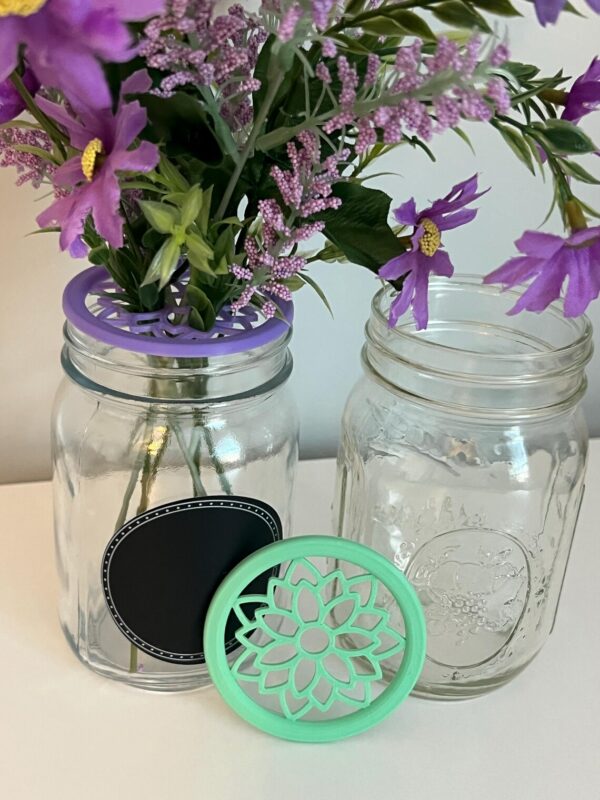 flower frog lid insert for mason jar and flower bouquet creation