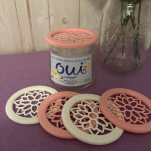 oui yogurt jar lid for floral arrangements
